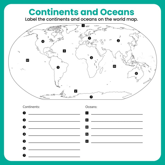 Continents and oceans worksheet answers