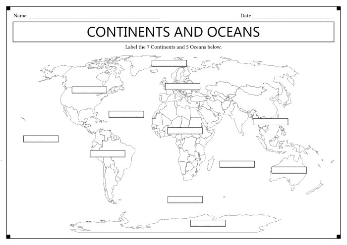 Continents and oceans worksheet answers